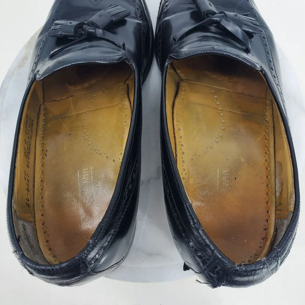 Johnston & Murphy Black Leather Slip On Men's Tassel Wingtip Dress Shoes Size 10